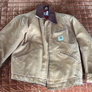Carhartt Tan Jacket with Brown Collar